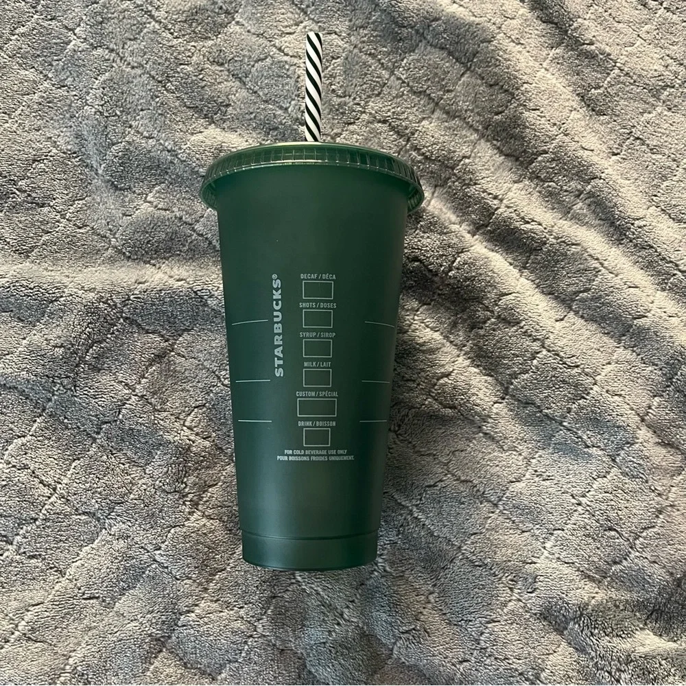 Starbucks Forest‎ Green Tumbler with Striped Straw